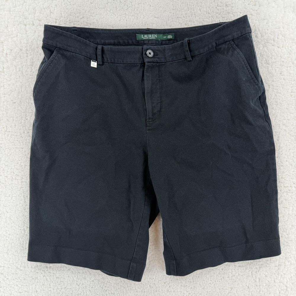 Lauren Ralph Lauren Shorts Womens 14W Gray Chino Twill Flat Front Plus Stretch